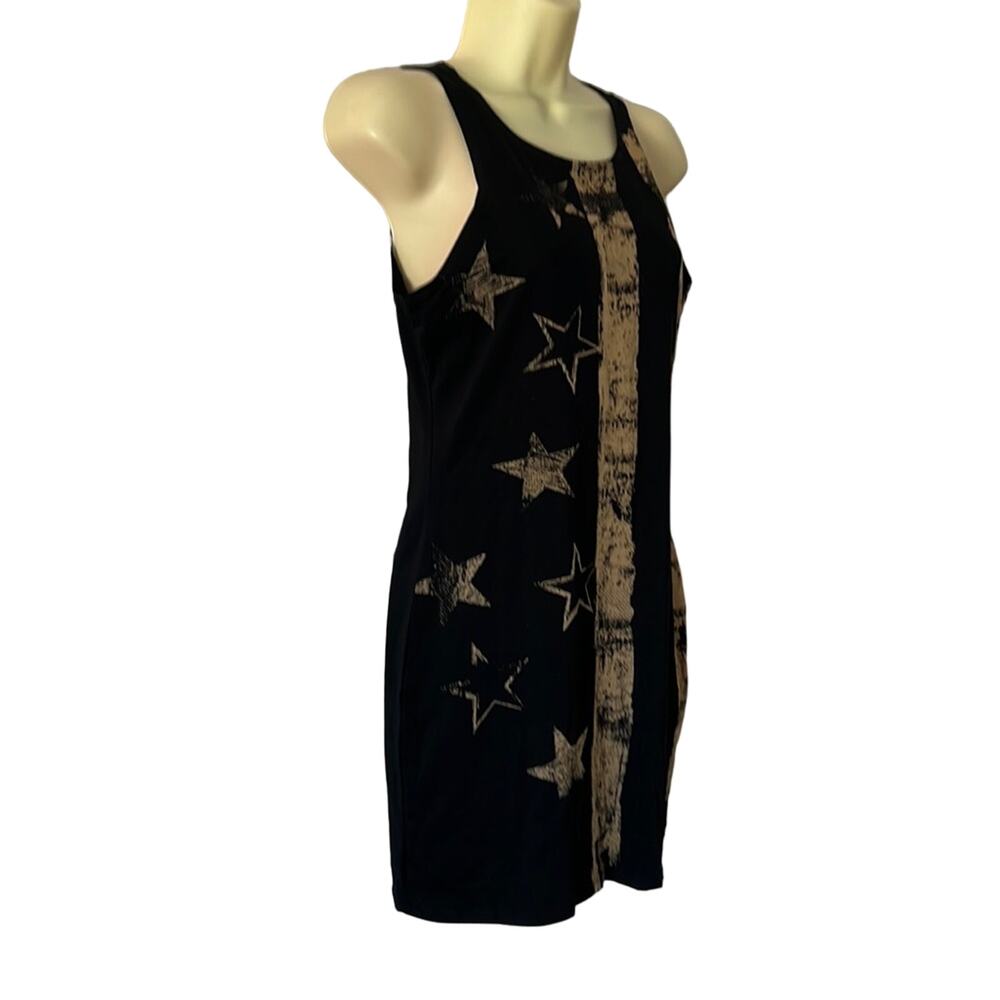 K TOO Black & Tan Bodycon Sleeveless Knit Dress Junior Size Large Pullover Mini - Picture 2 of 6